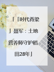 「时代脊梁」聂军：土地营养师守护稻田28年