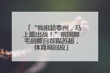 “我祖籍泰州，马上能出战！”前国脚毛剑卿自荐踢苏超，体育局回应