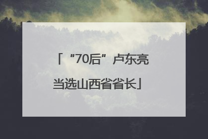 “70后”卢东亮当选山西省省长