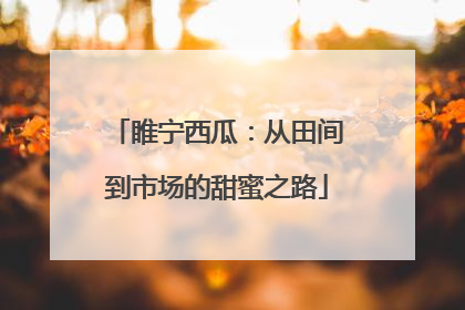 睢宁西瓜：从田间到市场的甜蜜之路