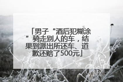 男子“酒后犯糊涂”骑走别人的车，结果到派出所还车、道歉还赔了500元