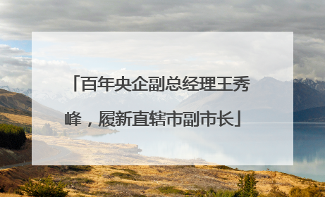 百年央企副总经理王秀峰，履新直辖市副市长