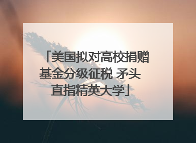 美国拟对高校捐赠基金分级征税 矛头直指精英大学