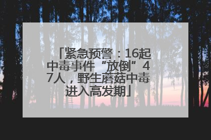 紧急预警：16起中毒事件“放倒”47人，野生蘑菇中毒进入高发期