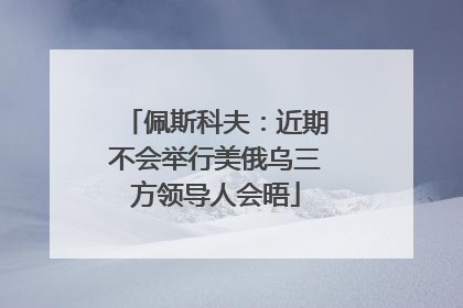 佩斯科夫：近期不会举行美俄乌三方领导人会晤
