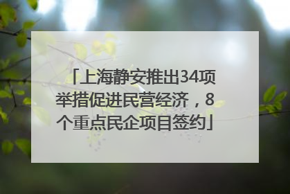 上海静安推出34项举措促进民营经济，8个重点民企项目签约