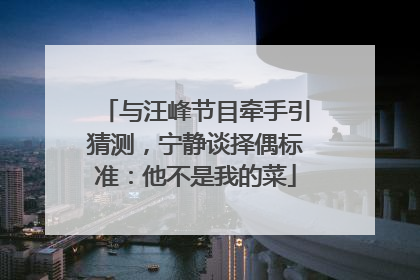 与汪峰节目牵手引猜测，宁静谈择偶标准：他不是我的菜