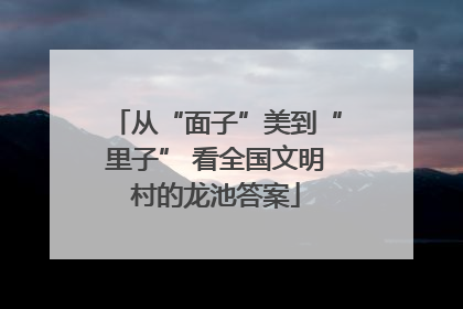 从“面子”美到“里子” 看全国文明村的龙池答案