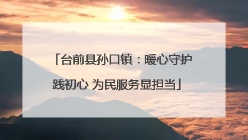 台前县孙口镇：暖心守护践初心 为民服务显担当