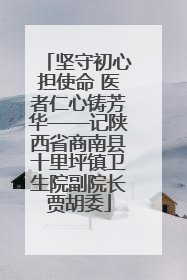坚守初心担使命 医者仁心铸芳华——记陕西省商南县十里坪镇卫生院副院长贾胡委