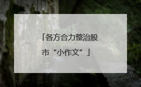 各方合力整治股市“小作文”