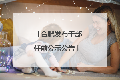 合肥发布干部任前公示公告