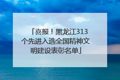 喜报！黑龙江313个先进入选全国精神文明建设表彰名单