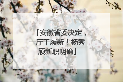 安徽省委决定，一厅干履新！杨秀颀新职明确