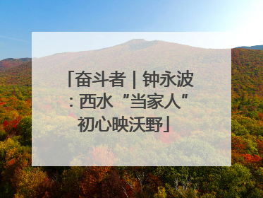 奋斗者｜钟永波：西水“当家人” 初心映沃野