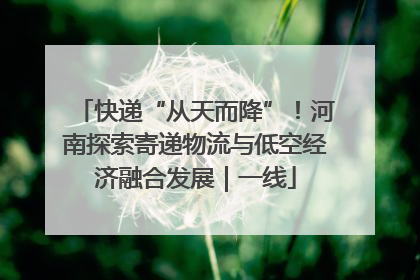 快递“从天而降”！河南探索寄递物流与低空经济融合发展｜一线