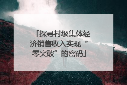 探寻村级集体经济销售收入实现“零突破”的密码