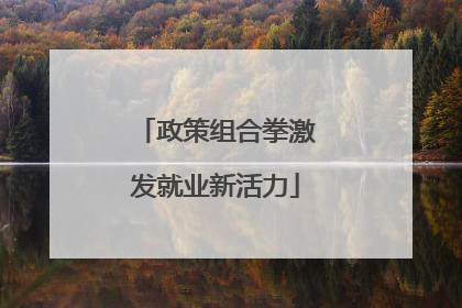 政策组合拳激发就业新活力