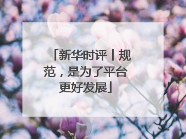 新华时评丨规范，是为了平台更好发展