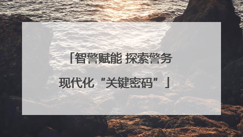 智警赋能 探索警务现代化“关键密码”