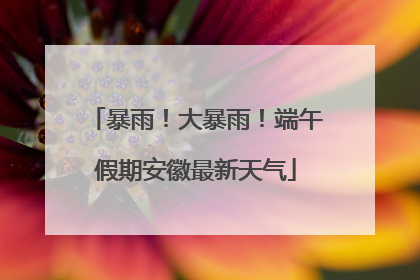 暴雨！大暴雨！端午假期安徽最新天气