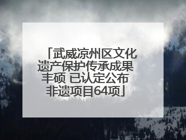 武威凉州区文化遗产保护传承成果丰硕 已认定公布非遗项目64项