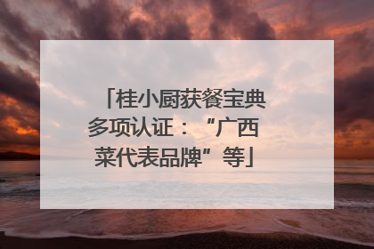 桂小厨获餐宝典多项认证：“广西菜代表品牌”等