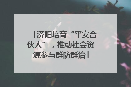济阳培育“平安合伙人”，推动社会资源参与群防群治