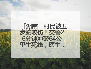 湖南一村民被五步蛇咬伤！交警26分钟冲破64公里生死线，医生：再晚20分钟或将呼吸肌麻痹