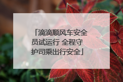滴滴顺风车安全员试运行 全程守护司乘出行安全