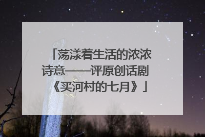 荡漾着生活的浓浓诗意——评原创话剧《买河村的七月》
