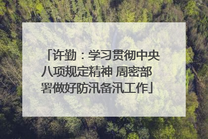 许勤：学习贯彻中央八项规定精神 周密部署做好防汛备汛工作