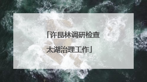 许昆林调研检查太湖治理工作