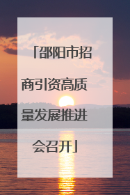 邵阳市招商引资高质量发展推进会召开