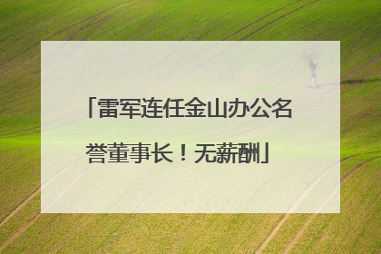 雷军连任金山办公名誉董事长！无薪酬