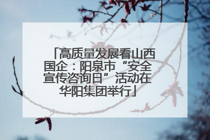 高质量发展看山西国企：阳泉市“安全宣传咨询日”活动在华阳集团举行