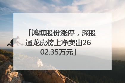 鸿博股份涨停，深股通龙虎榜上净卖出2602.35万元